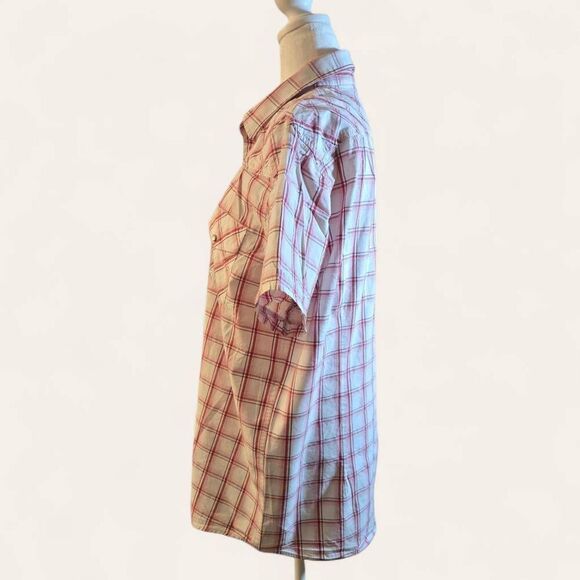 Kenneth Cole Reaction Mens Size XL Red/White Plaid Button Up Shirt - Picture 3 of 6